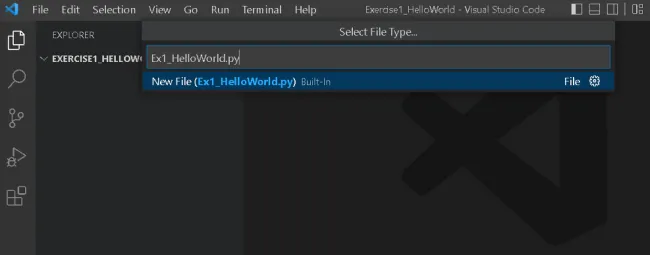 VS Code File menu with "New File" option selected to create a new Python file