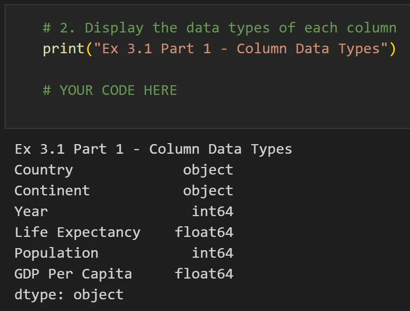 Expected output: DataFrame shape and column attribute output for the 1,692-row CSV dataset