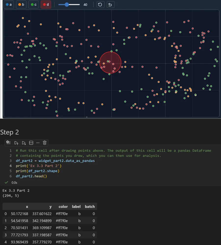 One scatter plot displaying no correlation drawn with ScatterWidget